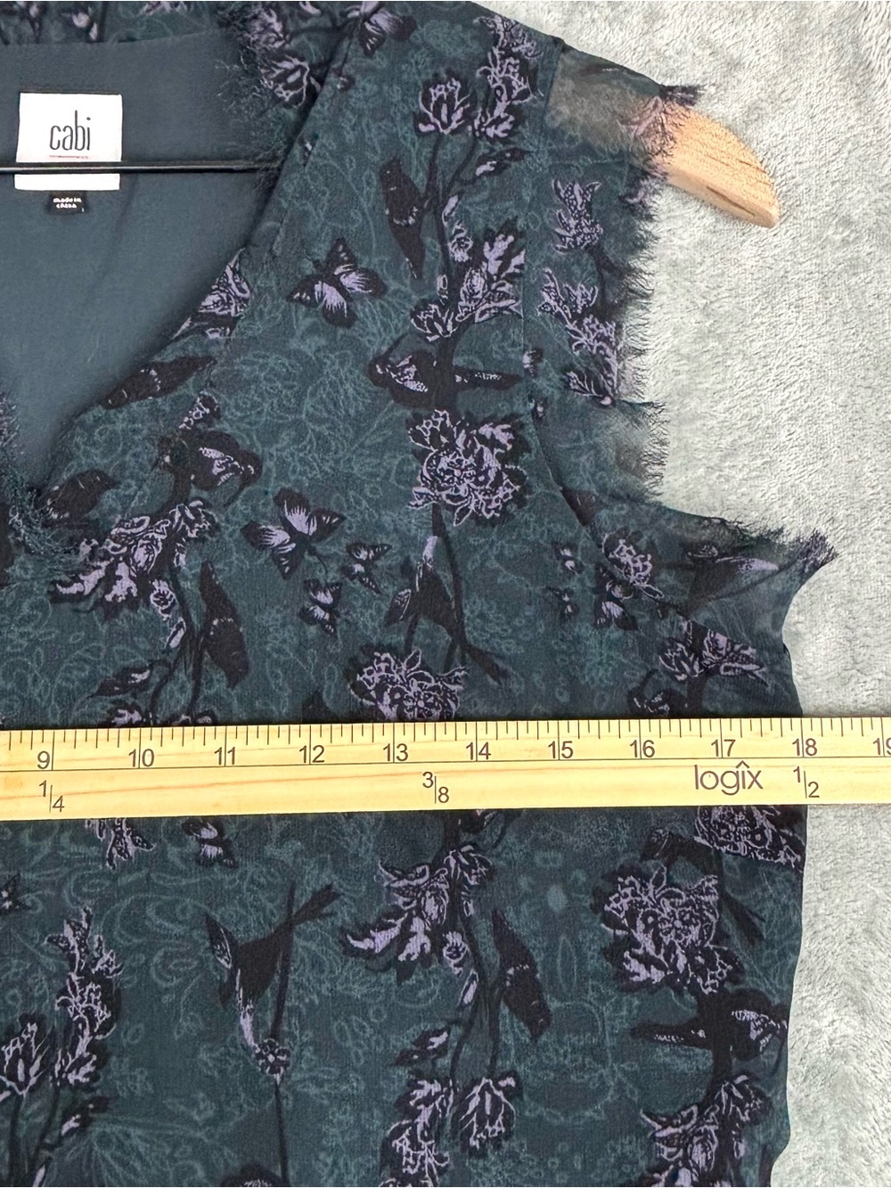 Cabi Top Womens Small Dark Teal Purple Evermore Blouse Chiffon Sleeveless 3065 - Picture 10 of 11